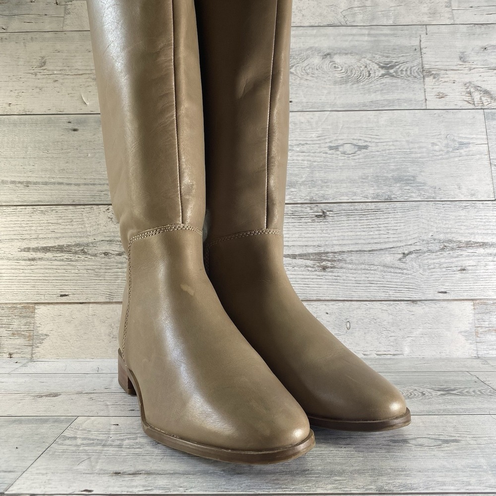 Franco Sarto Roselle Boots Womens 7 M Tan Leather Riding Zipper Knee High Boho